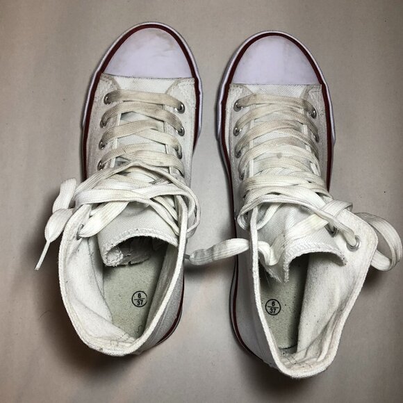Hi-Top Sneakers Women's Size 6 White High Top Shoes Laces - Picture 2 of 10